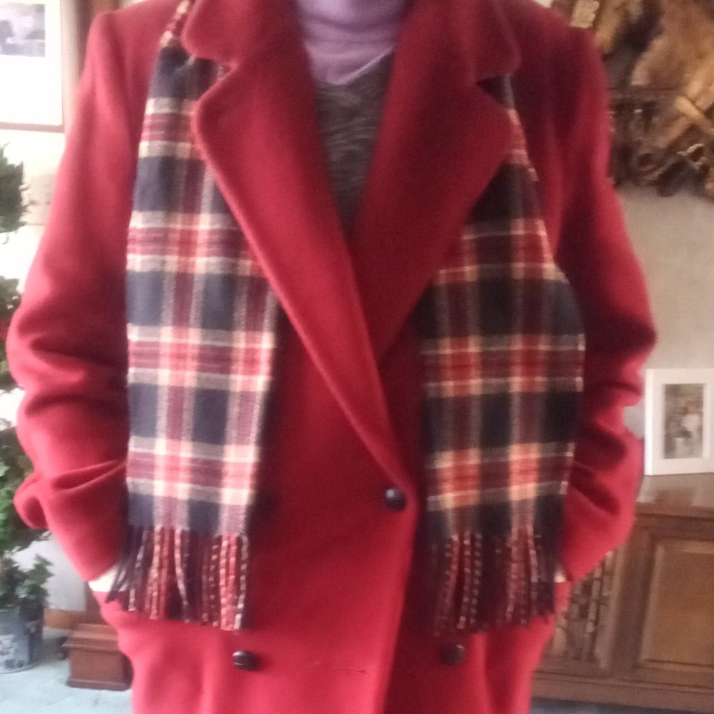 Vintage Forrani red peacoat with scarf
